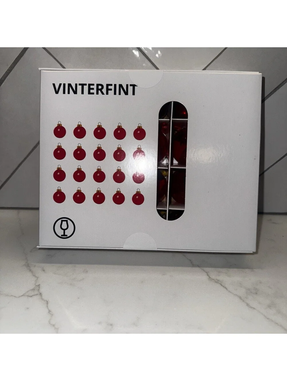 IKEA of Sweden VINTERFINT Red Glass Christmas Tree Ornaments 1.5” Set of 20 New!
